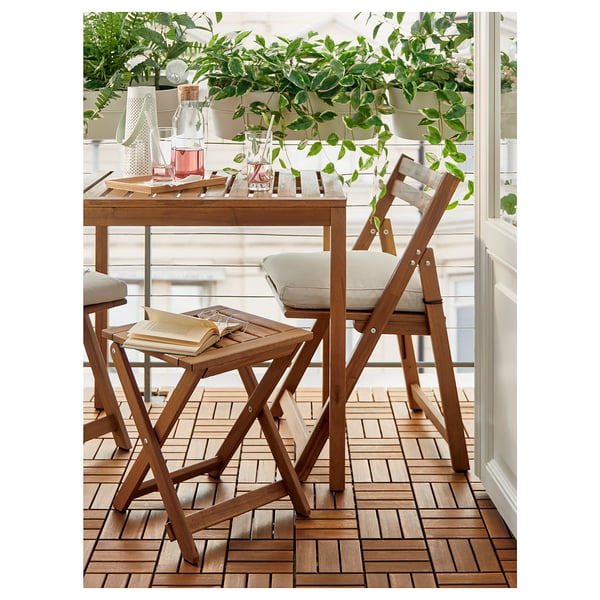 NÄMMARÖ chair, outdoor, foldable/light brown stained, 49x81x50 cm