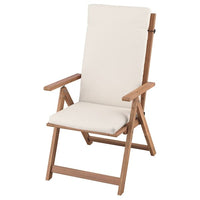 NÄMMARÖ reclining chair, outdoor, light brown stained/Frösön/Duvholmen beige, 60x107x71 cm