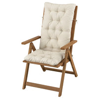 NÄMMARÖ reclining chair, outdoor, light brown stained/Kuddarna light grey-beige, 60x107x71 cm
