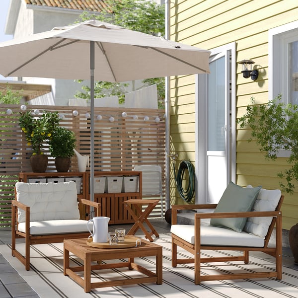 NÄMMARÖ lounge chair, outdoor, light brown stained, 69x69x78 cm