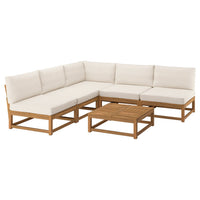 NÄMMARÖ 4-seat conversation set, outdoor, outdoor light brown stained/Frösön/Duvholmen beige, 254 cm