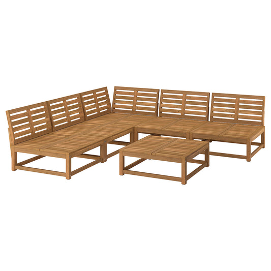 NÄMMARÖ 4-seat conversation set, outdoor, outdoor/light brown stained, 254 cm