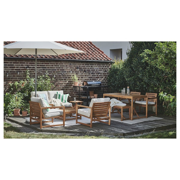 NÄMMARÖ 4-seat conversation set, outdoor, light brown stained/Frösön/Duvholmen beige, 126 cm