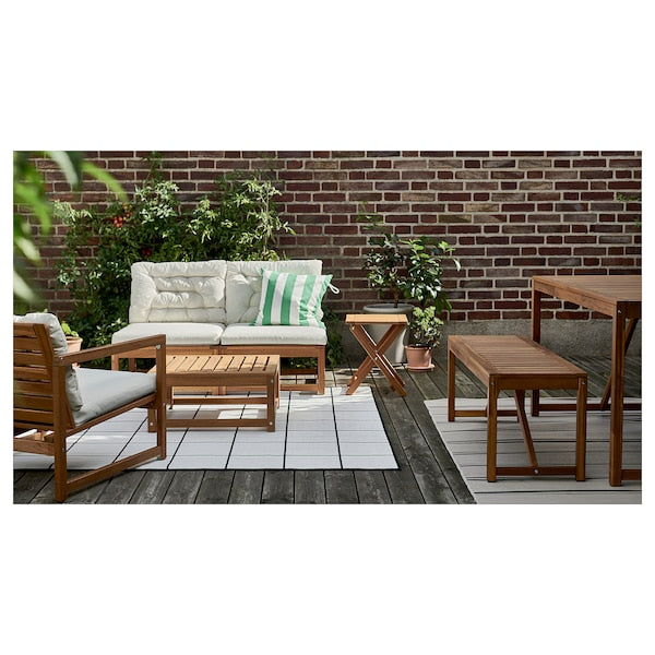 NÄMMARÖ - 4-seater garden set, mordant light brown/Frösön/Duvholmen beige ,