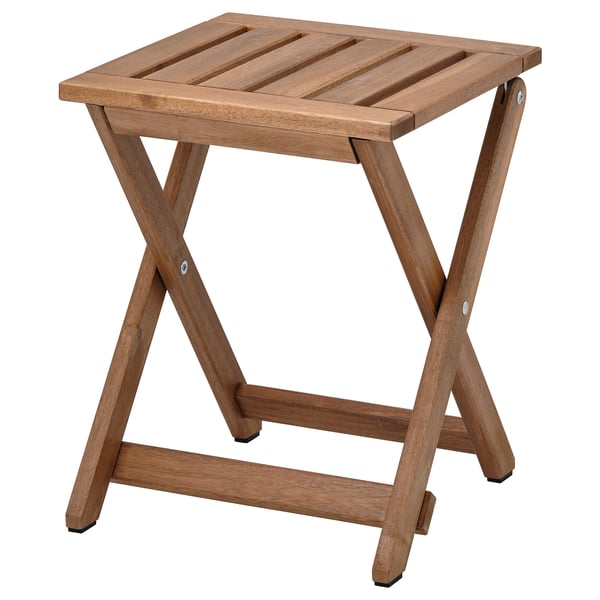 NÄMMARÖ stool, outdoor, foldable/light brown stained, 37x45 cm