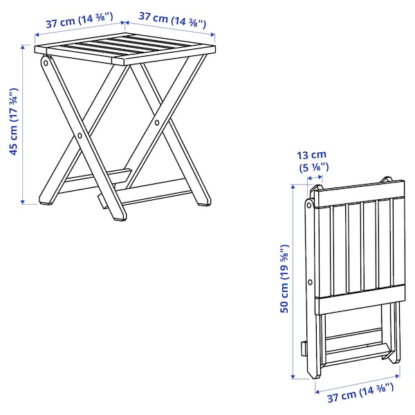 NÄMMARÖ - Stool, outdoor, foldable/light brown stained, 37x45 cm