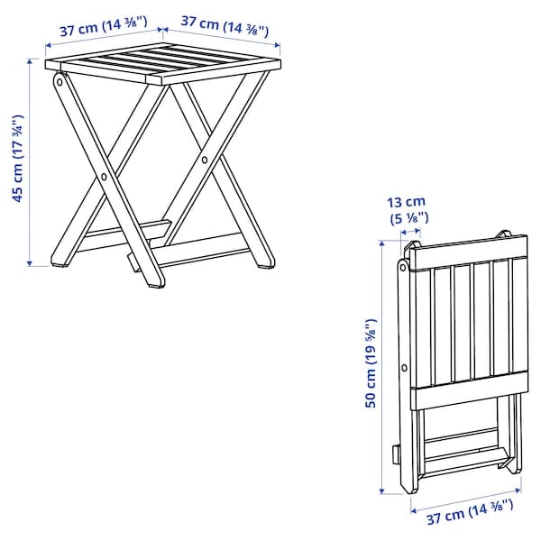 Ikea NÄMMARÖ - Stool, outdoor, foldable/light brown stained, 37x45 cm