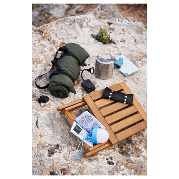 NÄMMARÖ stool, outdoor, foldable/light brown stained, 37x45 cm