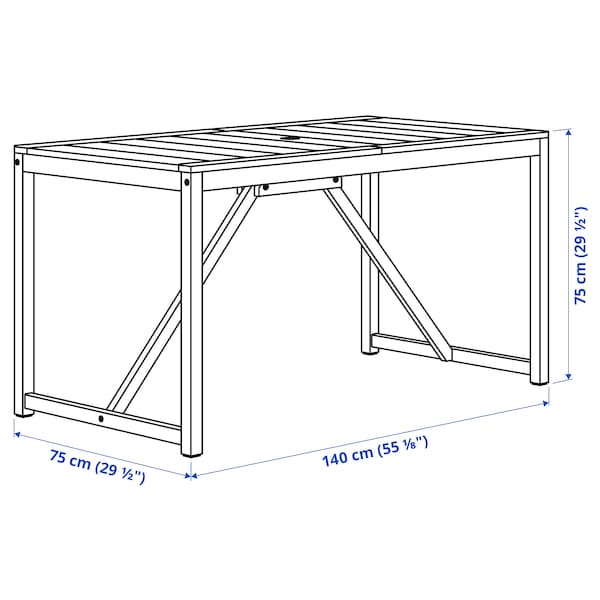 Ikea NÄMMARÖ - Garden table+2 chairs+bench, mordant light brown/Kuddarna light gray-beige,140x75 cm