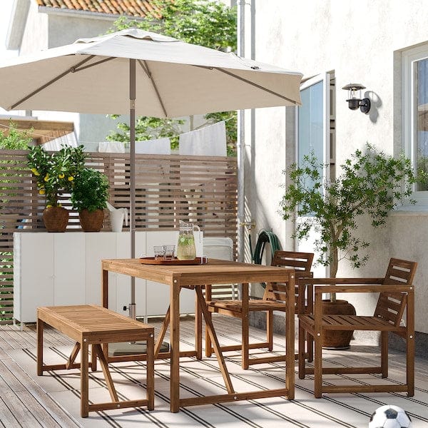 Ikea NÄMMARÖ - Table+2 chairs+ bench, outdoor, light brown stained, 140 cm