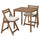 NÄMMARÖ - Folding table/2 chairs, garden, mordant light brown/Kuddarna light gray-beige,75x63 cm