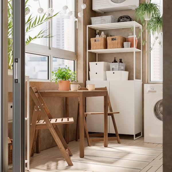 Ikea NÄMMARÖ - Table and 2 folding chairs, outdoor, light brown stained