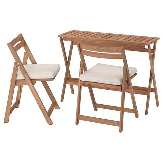 Ikea NÄMMARÖ - Tavolo/2 sedie pieghevoli, giardino, pieghevole mordente marrone chiaro/Frösön/Duvholmen beige,108x37 cm