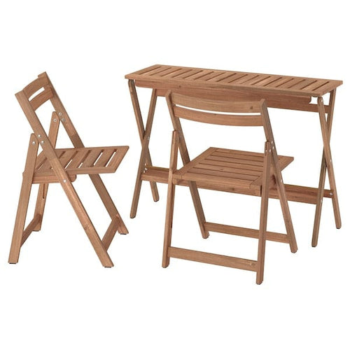 NÄMMARÖ - Folding table/2 chairs, garden, folding mordant light brown,108x37 cm