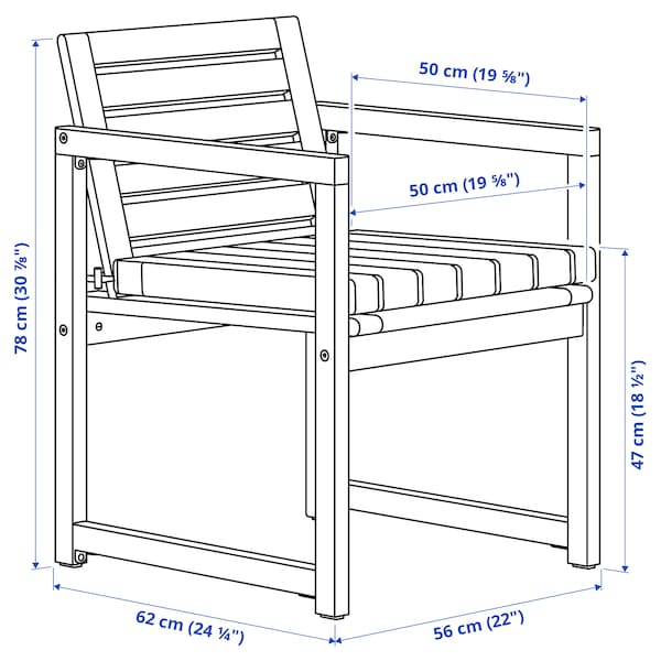 Ikea NÄMMARÖ - Tavolo+4 sedie braccioli, giardino, mordente marrone chiaro/Frösön/Duvholmen beige,130 cm
