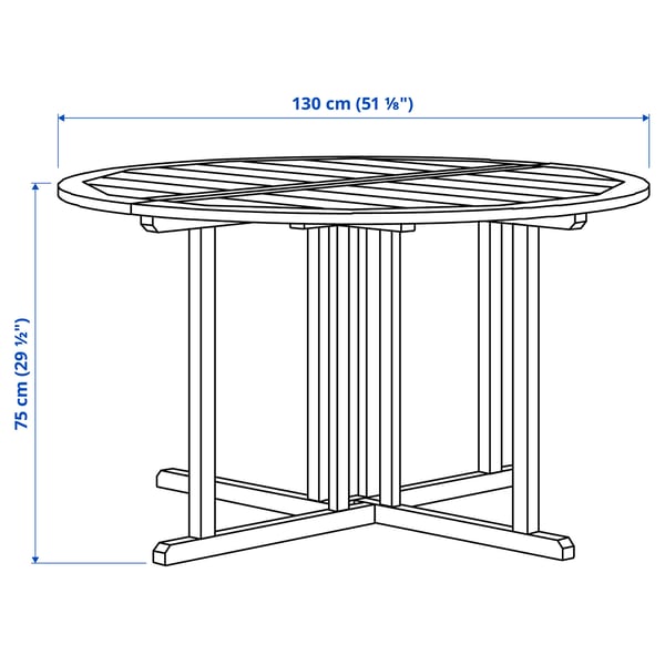 NÄMMARÖ table+4 chairs w armrests, outdoor, light brown stained/Kuddarna light grey-beige, 130 cm