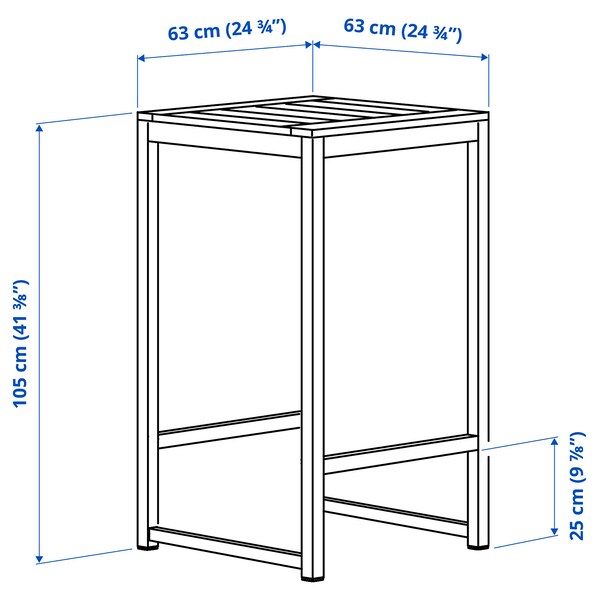 NÄMMARÖ - Bar table, outdoor, mordant light brown, 63x63 cm