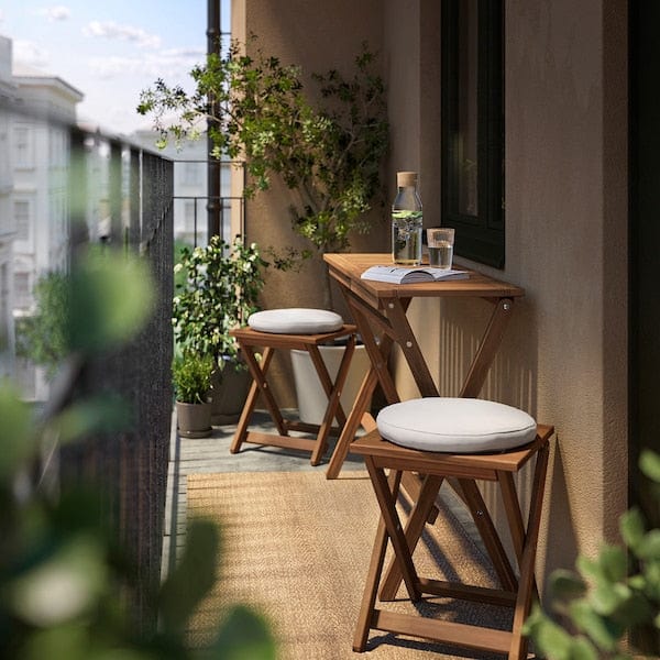 Ikea NÄMMARÖ - Table and 2 garden stools, mordant light brown folding/folding Frösön/Duvholmen beige,108x37 cm