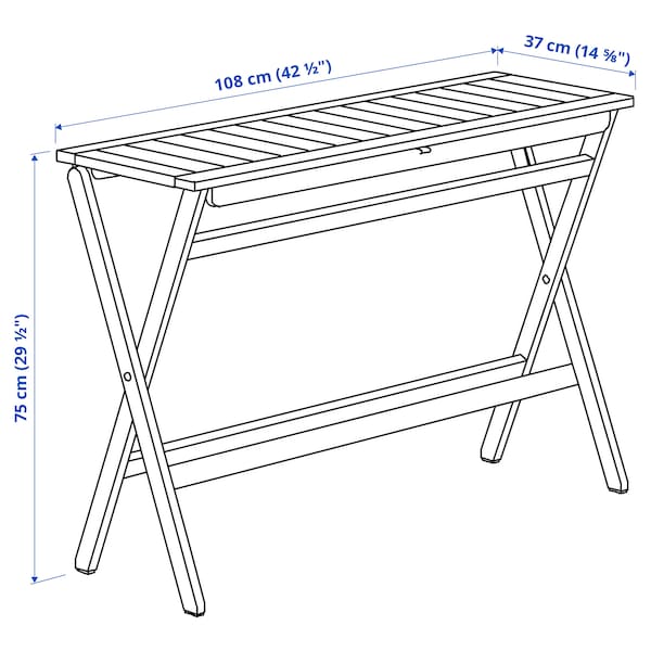 Ikea NÄMMARÖ - Folding table, light brown stain,108x37 cm