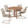NÄMMARÖ / VÄSMAN - NÄMMARÖ / VÄSMAN Table+4 chairs w armrests, outdoor, light brown stained/brown, 130 cm