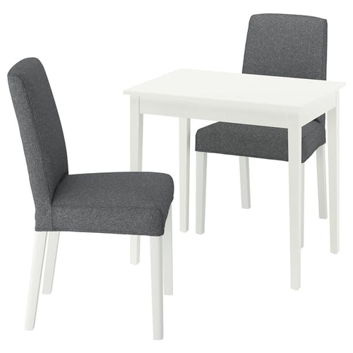NÄSINGE / BERGMUND - Table and 2 chairs, white/Gunnared smoke grey white,80x60 cm