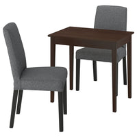 NÄSINGE / BERGMUND table and 2 chairs, dark brown stained beech veener/Gunnared medium grey black, 80x60 cm