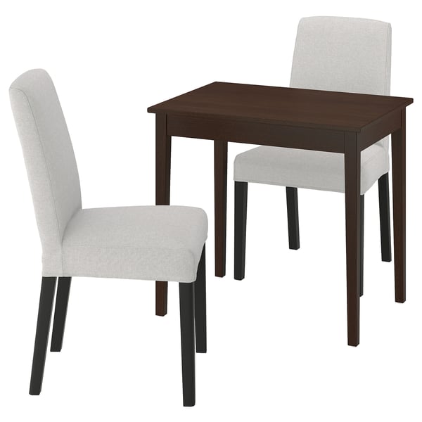 NÄSINGE / BERGMUND - Table and 2 chairs, dark brown beech veneer / stained / Orrsta light grey black, 80x60 cm - Table length: 80 cmTable width: 60 cmTable height: 75 cmChair width: 52 cmChair depth: 59 cmChair height: 95 cm