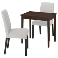 NÄSINGE / BERGMUND table and 2 chairs, dark brown stained beech veener/Orrsta light grey black, 80x60 cm