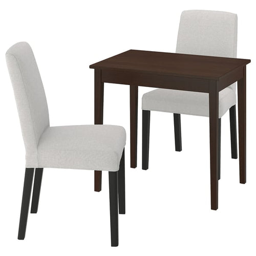 NÄSINGE / BERGMUND - Table and 2 chairs, dark brown beech veneer / stained / Orrsta light grey black, 80x60 cm - Table length: 80 cmTable width: 60 cmTable height: 75 cmChair width: 52 cmChair depth: 59 cmChair height: 95 cm