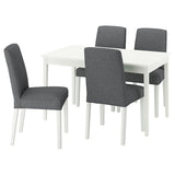 NÄSINGE / BERGMUND table and 4 chairs, white/Gunnared medium grey white, 130/190x80 cm