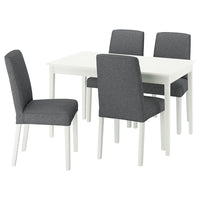 NÄSINGE / BERGMUND table and 4 chairs, white/Gunnared medium grey white, 130/190x80 cm