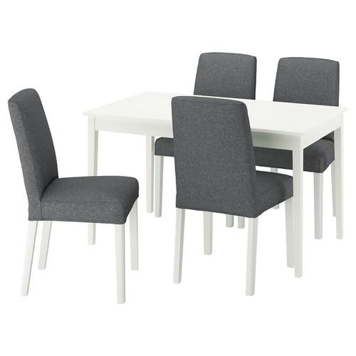 NÄSINGE / BERGMUND Table and 4 chairs, white/Gunnared smoke grey white, 130/190x80 cm