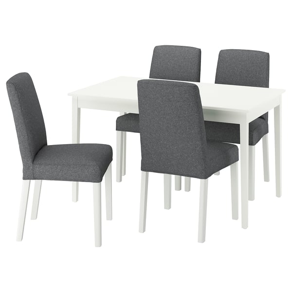 NÄSINGE / BERGMUND table and 4 chairs, white/Gunnared medium grey white, 130x80 cm
