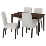 NÄSINGE / BERGMUND table and 4 chairs, dark brown stained beech veener/Orrsta light grey black, 130x80 cm