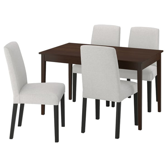 NÄSINGE / BERGMUND - Table and 4 chairs, dark brown beech veneer / stained / Orrsta light grey black, 130/190x80 cm - Min. table length: 130 cm Max. table length: 190 cm Table width: 80 cm Table height: 75 cm Chair width: 52 cm Chair depth: 59 cm Chair...