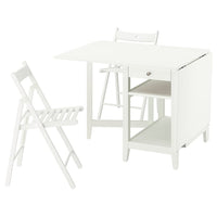 NÄSINGE / FRÖSVI table and 2 chairs, gateleg table white/folding white, 48/104/159x85 cm