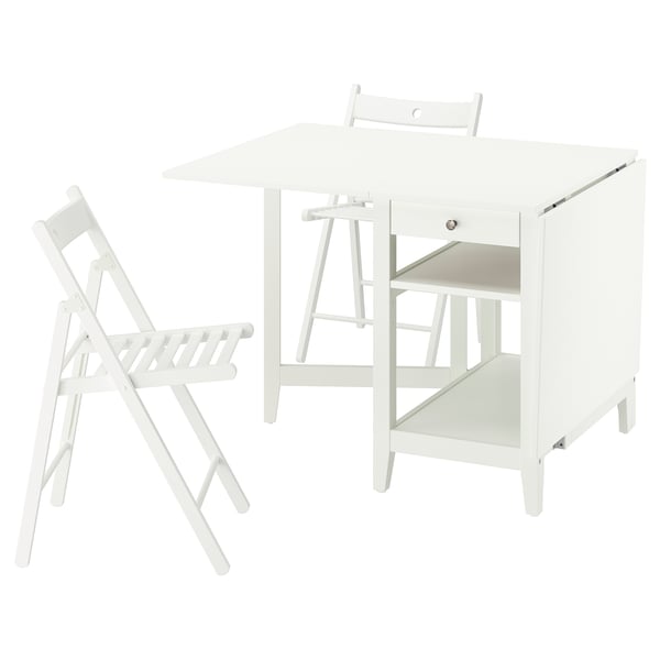 NÄSINGE / FRÖSVI Table and 2 chairs, folding table white/folding table white, 48/104/159x85 cm