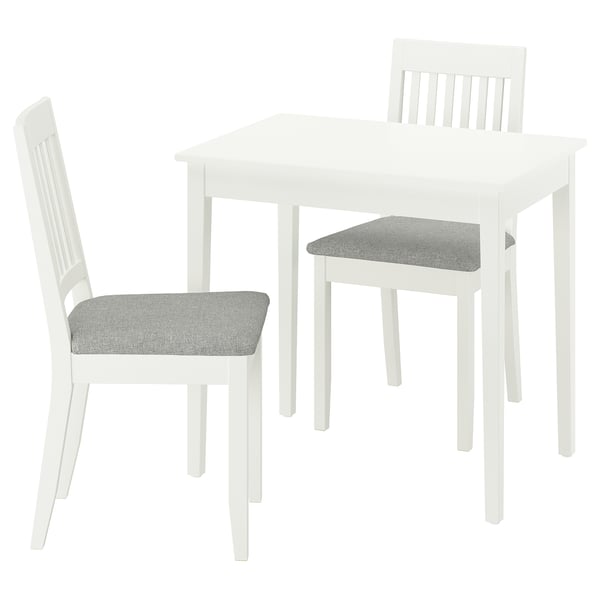 NÄSINGE / NÄSINGE table and 2 chairs, white/white Tibbleby beige-grey, 80x60 cm