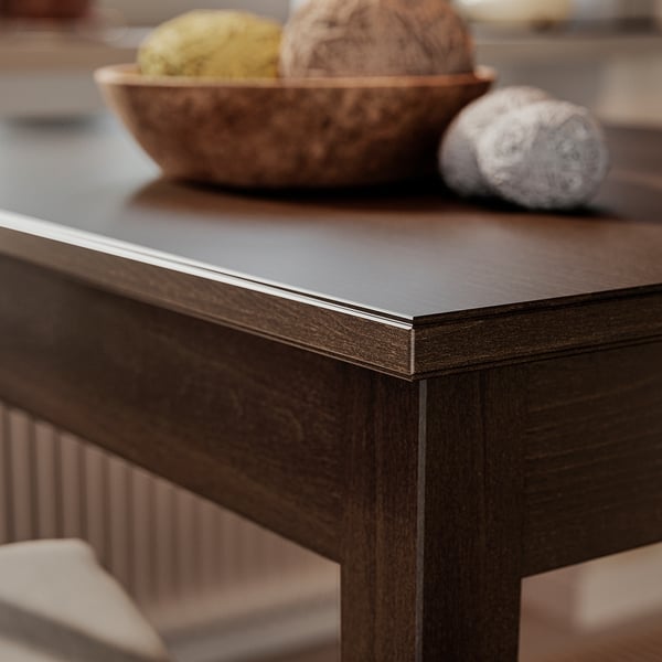 NÄSINGE / NÄSINGE table and 2 chairs, dark brown stained beech veener/dark brown Kilanda light beige, 80x60 cm