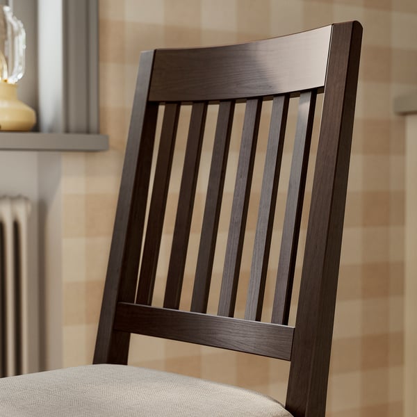 NÄSINGE / NÄSINGE table and 2 chairs, dark brown stained beech veener/dark brown Kilanda light beige, 80x60 cm