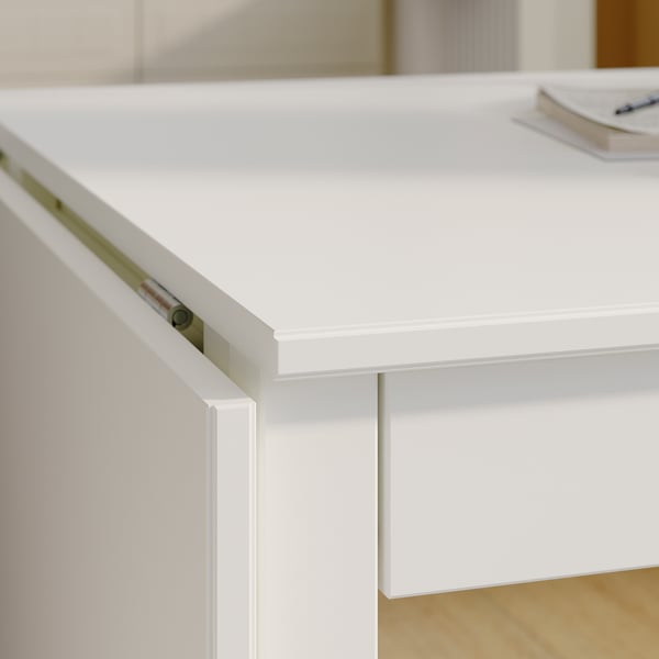 NÄSINGE / NÄSINGE table and 2 chairs, gateleg table white/white Tibbleby beige-grey, 48/104/159x85 cm