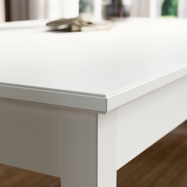 NÄSINGE / NÄSINGE Table and 4 chairs, white/white Tibbleby beige-grey, 130/190x80 cm