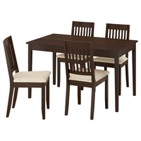 NÄSINGE / NÄSINGE table and 4 chairs, dark brown stained beech veneer/dark brown stained Kilanda light beige, 130x80 cm