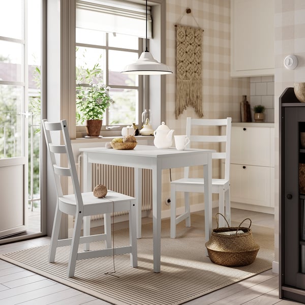 NÄSINGE / NORDVIKEN table and 2 chairs, white/white, 80x60 cm