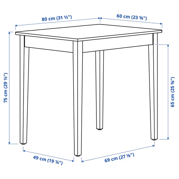 NÄSINGE / NORDVIKEN table and 2 chairs, white/white, 80x60 cm