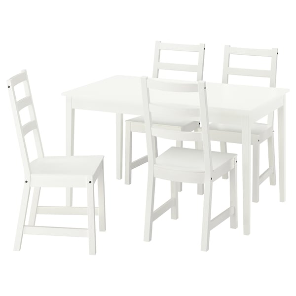 NÄSINGE / NORDVIKEN table and 4 chairs, white/white, 130/190x80 cm