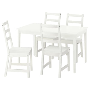 NÄSINGE / NORDVIKEN table and 4 chairs, white/white, 130x80 cm
