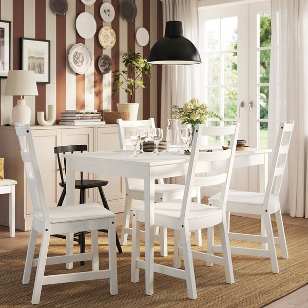 NÄSINGE / NORDVIKEN - NÄSINGE / NORDVIKEN Table and 4 chairs, white/white, 130/190x80 cm