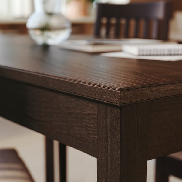 NÄSINGE table, dark brown stained/beech veneer, 130x80 cm