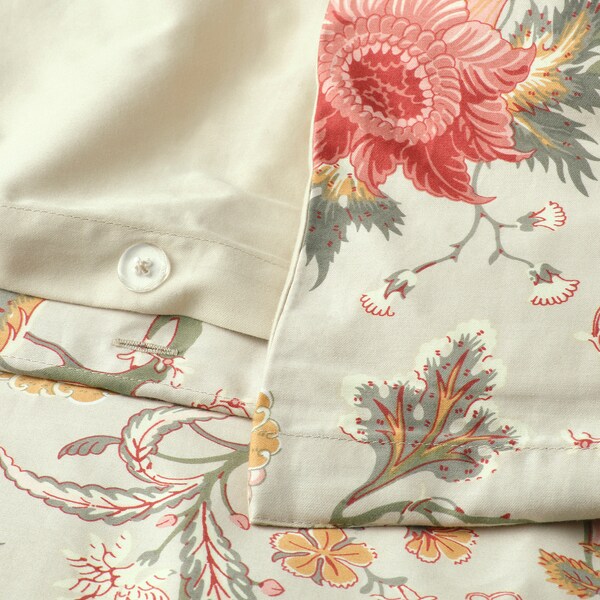 NÄSSELKLOCKA - Duvet cover and 2 pillowcases, light grey-beige/multicolour, 240x220/50x80 cm